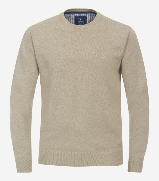 Redmond sweater REGULAR FIT KNITTED beige with Round neck collar in classic cut