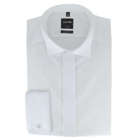 Camisa OLYMP Luxor soirée modern fit UNI POPELINE blanco con cuello de Pajarita de corte moderno