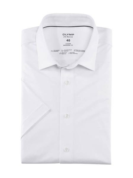 Camicia Olymp LUXOR modern fit JERSEY bianco con Nuovo Kent collar in taglio moderno