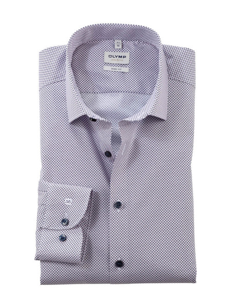 Camisa Olymp LEVEL 5 PRINT roza con cuello Kent moderno de corte estrecho