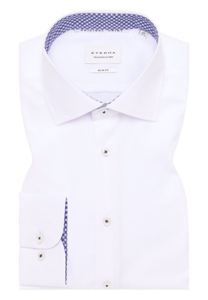 Camisa Eterna SLIM FIT UNI POPELINE blanco con cuello Kent de corte estrecho