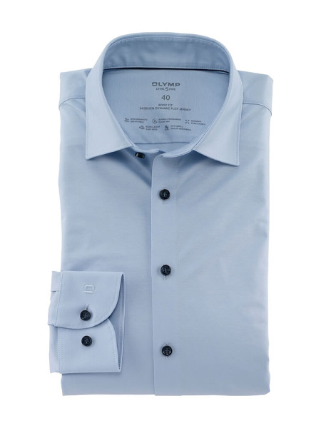 Camisa Olymp LEVEL 5 JERSEY azul claro con cuello New York Kent de corte estrecho