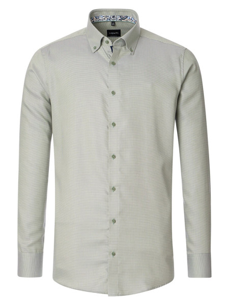 Camicia Venti MODERN FIT STRUTTURA verde con Button Down collar in taglio moderno