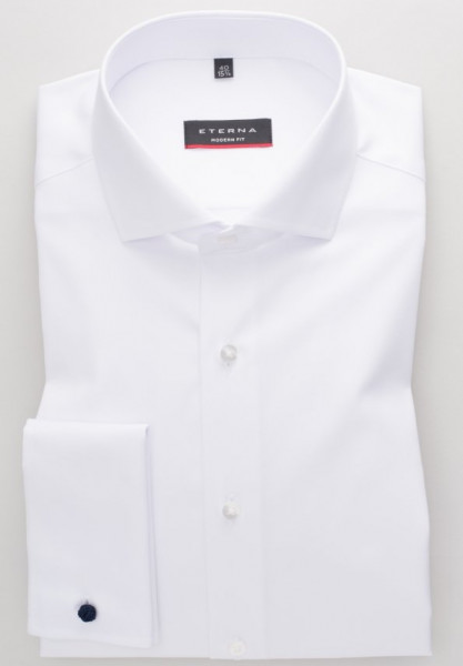 Eterna shirt MODERN FIT TWILL white with Shark collar in modern cut