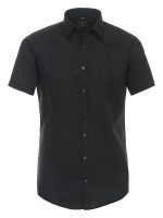 Camisa Redmond SLIM FIT UNI POPELINE negro con cuello Kent de corte estrecho