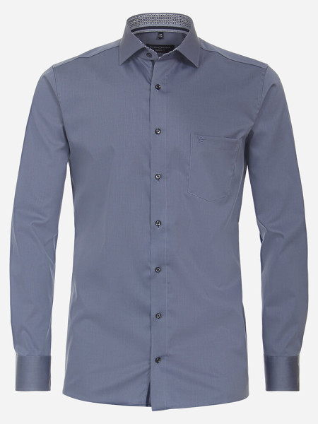 Camisa CASAMODA MODERN FIT UNI POPELINE azul medio con cuello Kent de corte moderno