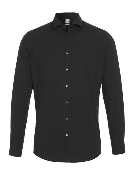 Camisa Pure EXTRA SLIM UNI STRETCH negro con cuello cutaway de corte súper estrecho