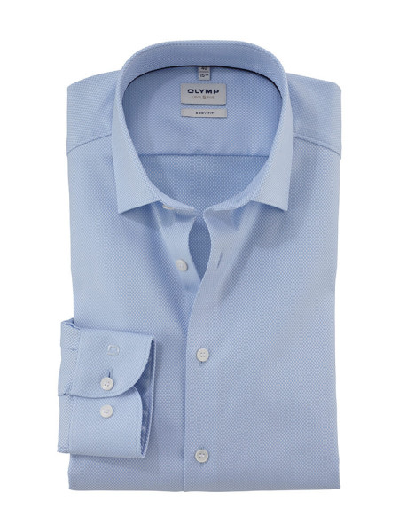 Camicia Olymp LEVEL 5 FAUX UNI azzurro con New York Kent collar in taglio stretto