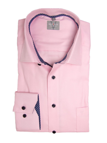 Marvelis shirt COMFORT FIT UNI POPELINE pink with New Kent collar in classic cut