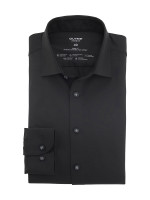 Camisa Olymp LEVEL 5 JERSEY negro con cuello New York Kent de corte estrecho