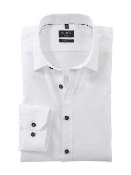 Camisa Olymp NO. SIX NATTÉ blanco con cuello New York Kent de corte súper estrecho