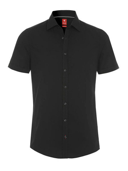 Camicia Pure SLIM FIT UNI POPELINE nero con Kent collar in taglio stretto