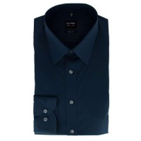 Camisa OLYMP Level Five body fit UNI POPELINE azul oscuro con cuello New York Kent de corte estrecho