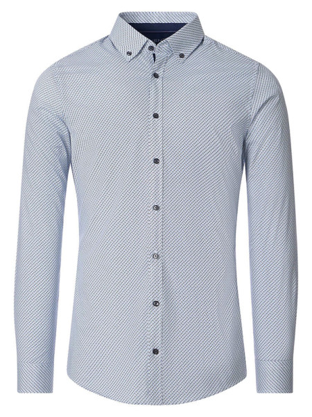 Camisa Venti BODY FIT ESTRUCTURA STRETCH azul claro con cuello Button Down de corte estrecho