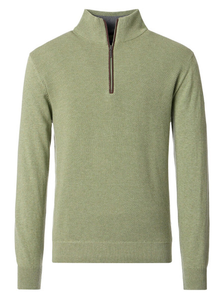 Redmond sweater COMFORT FIT STRUCTURE green with Stand-up collar collar in classic cut