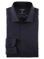 Camisa Olymp LEVEL 5 JERSEY azul oscuro con cuello New York Kent de corte estrecho