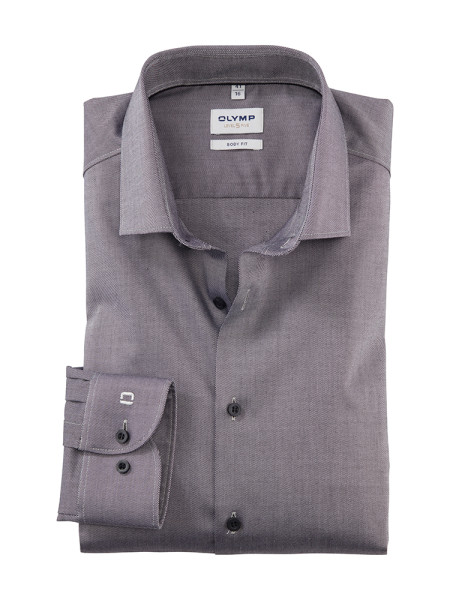 Camicia Olymp BODY FIT TWILL nero con Kent moderno collar in taglio stretto