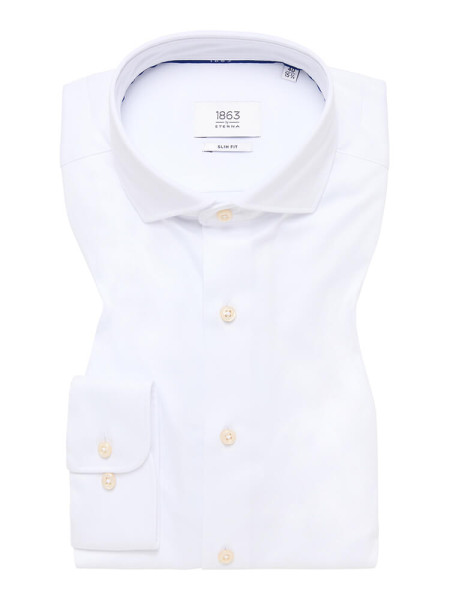 Camisa Eterna SLIM FIT JERSEY blanco con cuello Seccionado de corte estrecho