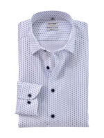 Camisa Olymp LEVEL 5 PRINT blanco con cuello New York Kent de corte estrecho