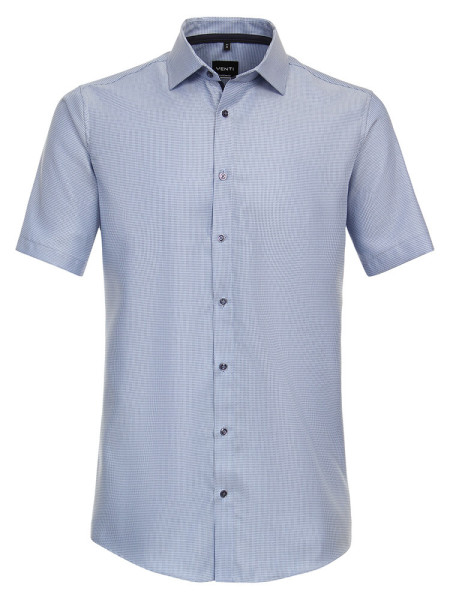 Camisa Venti MODERN FIT ESTRUCTURA azul medio con cuello Kent de corte moderno