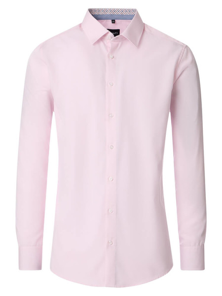 Chemise Venti MODERN FIT UNI POPELINE rose avec col Kent en coupe moderne