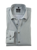 Camicia Olymp NO. SIX PRINT verde con Kent moderno collar in taglio super stretta