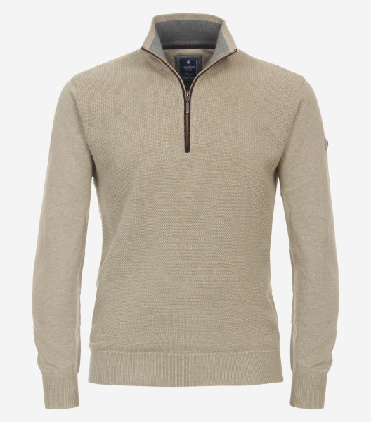 Redmond sweater REGULAR FIT KNITTED beige with Stand-up collar collar in classic cut