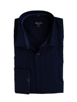 Camicia Marvelis BODY FIT UNI POPELINE blu scuro con New York Kent collar in taglio stretto