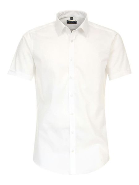 Chemise Redmond SLIM FIT UNI POPELINE blanc avec col Kent en coupe étroite