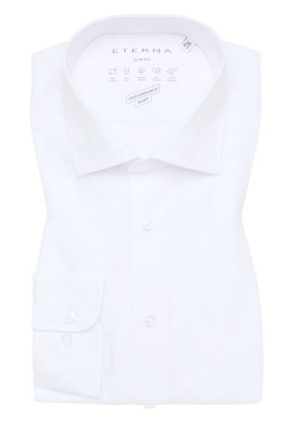 Chemise Eterna SLIM FIT PERFORMANCE blanc avec col Kent en coupe étroite