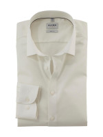 Camisa Olymp LEVEL 5 SATÍN beige con cuello New York Kent de corte estrecho