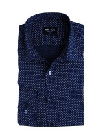 Camisa Marvelis BODY FIT UNI POPELINE azul oscuro con cuello New York Kent de corte estrecho