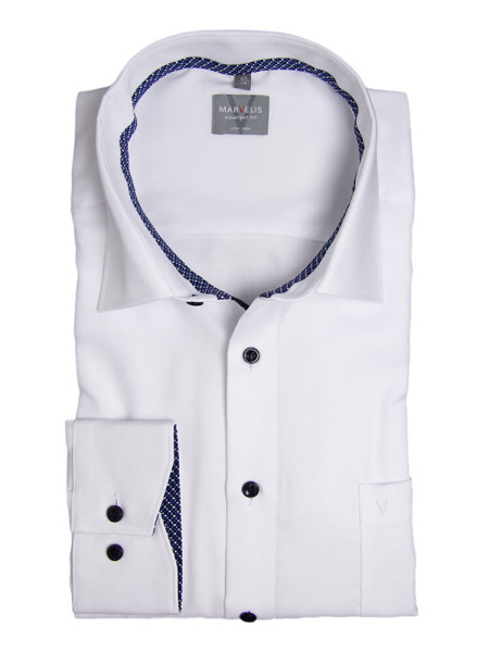 Camisa Marvelis COMFORT FIT UNI POPELINE blanco con cuello Nuevo Kent de corte clásico