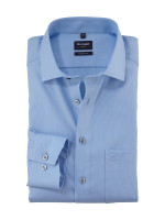 Camicia Olymp LUXOR modern fit FAUX UNI azzurro con Global Kent collar in taglio moderno