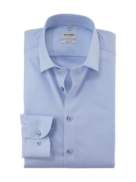 Olymp shirt LEVEL 5 FAUX UNI light blue with New York Kent collar in narrow cut