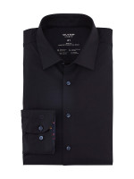 Camisa Olymp LEVEL 5 JERSEY azul oscuro con cuello New York Kent de corte estrecho