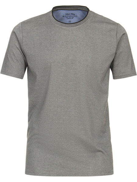 T-shirt Redmond COMFORT FIT WASH &amp; WEAR gris avec col Col rond en coupe classique