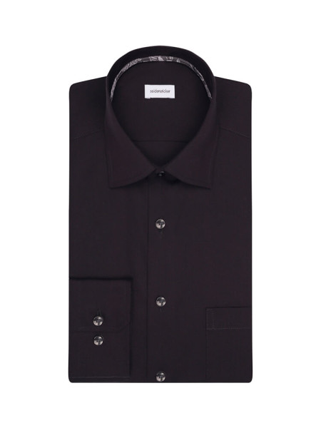 Camisa Seidensticker MODERN UNI POPELINE negro con cuello Business Kent de corte moderno