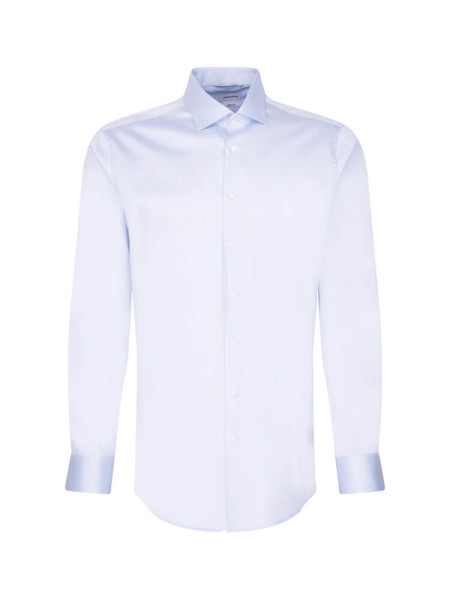 Camicia Seidensticker MODERN SATEEN azzurro con Nuovo Kent collar in taglio moderno