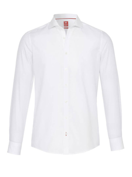 Camicia Pure SLIM FIT UNI POPELINE bianco con cutaway collar in taglio stretto