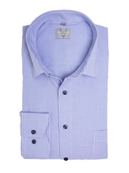 Marvelis shirt COMFORT FIT UNI POPELINE light blue with New Kent collar in classic cut