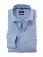 Camisa Olymp LUXOR modern fit FAUX UNI azul claro con cuello Global Kent de corte moderno