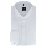Camicia OLYMP Level Five body fit UNI POPELINE bianco con Spaccato  collar in taglio stretto