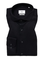 Camicia Eterna MODERN FIT JERSEY nero con Spaccato  collar in taglio moderno