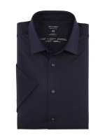 Chemise Olymp LUXOR modern fit JERSEY bleu foncé avec col Nouveau Kent en coupe moderne