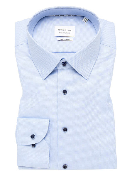 Camicia Eterna MODERN FIT UNI STRETCH azzurro con Kent collar in taglio moderno