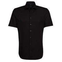 Seidensticker SHAPED shirt UNI POPELINE black with Business Kent collar in modern cut