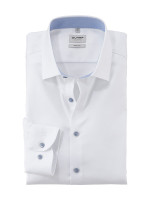 Camisa Olymp LEVEL 5 FAUX UNI blanco con cuello New York Kent de corte estrecho