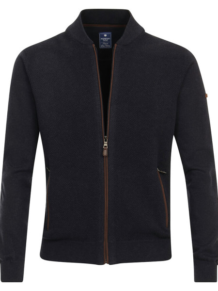 Cardigan Redmond COMFORT FIT STRUCTURE bleu foncé avec col Col montant en coupe classique