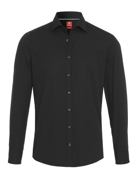 Camisa Pure SLIM FIT UNI POPELINE negro con cuello Kent de corte estrecho